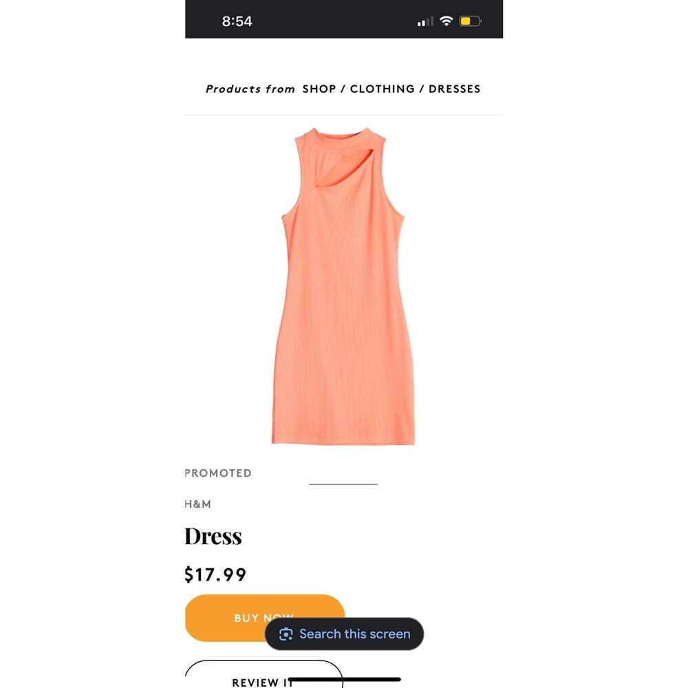 H&M‎ Ribbed Mock Neck Cutout Sheath Dress Coral Peach Size Medium - Picture 6 of 6